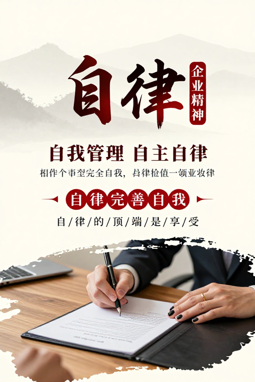 东方美学现代商务融合：自律精神海报