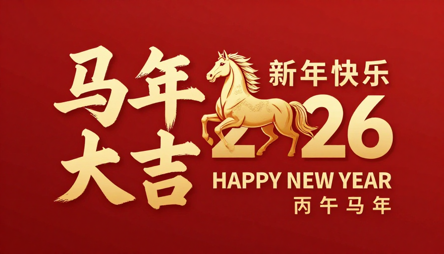 马年贺岁金红书法海报：2026新年祝福设计