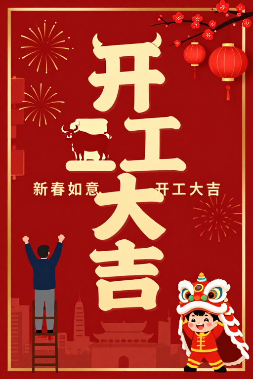 牛年开工大吉：传统插画渲染新春复工庆典氛围