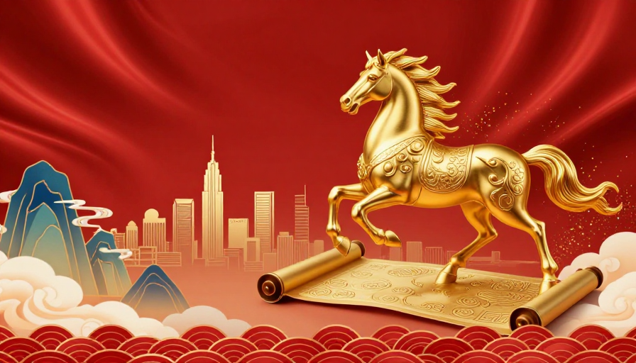 金骏腾云：国风与现代都市融合的艺术画卷