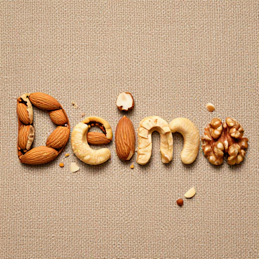 坚果拼字DeIma Logo：麻布背景上的自然纹理设计
