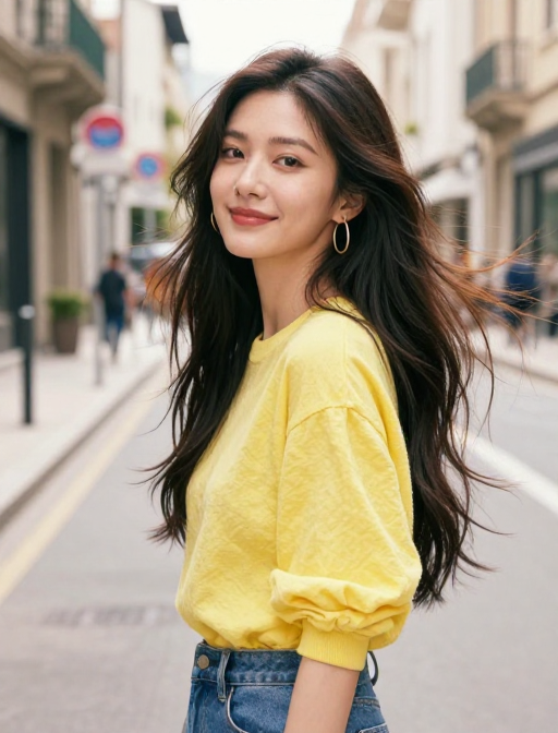 法式治愈彩铅少女：阳光街道上的艺术瞬间