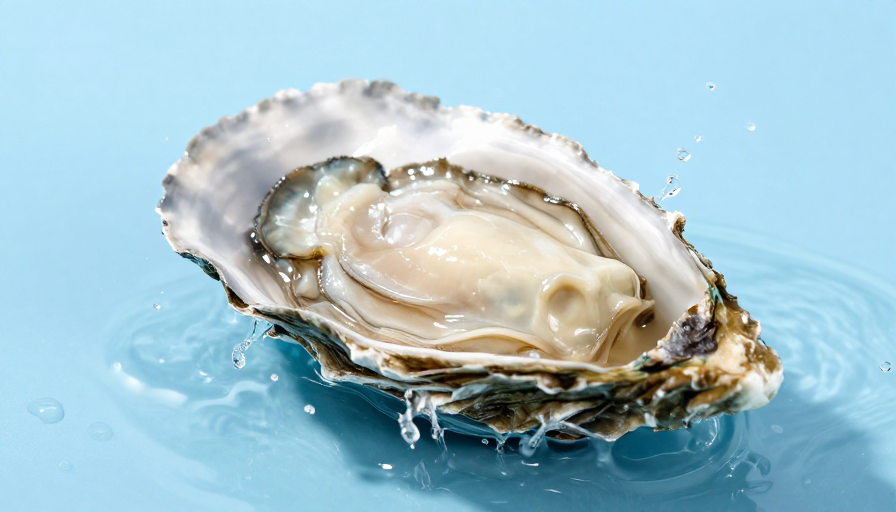 清新海味：饱满生蚝在蔚蓝水波中的完美呈现