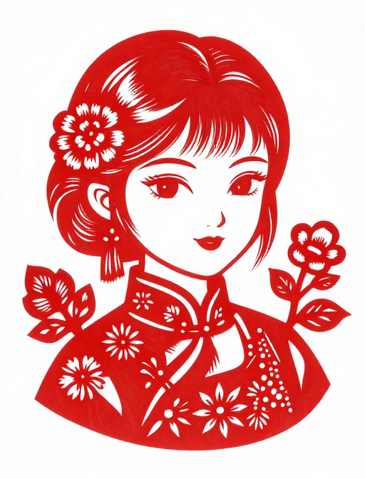 中国剪纸艺术中的吉祥女孩:传统纹样与矢量美学