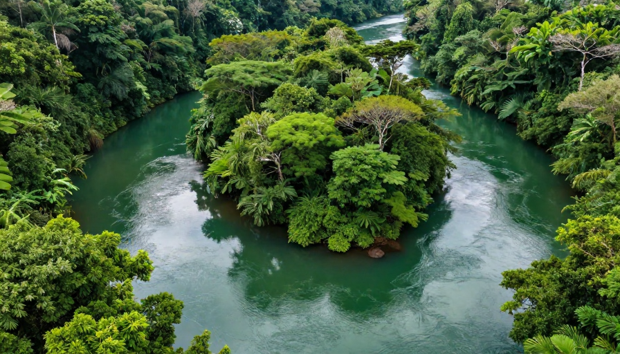 碧流穿雨林:热带风光的高清纪实