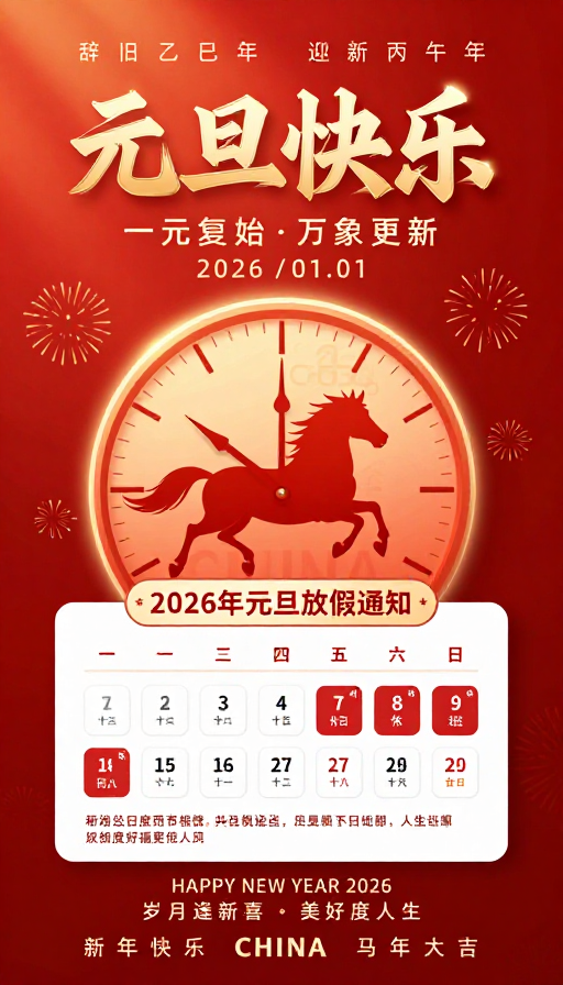 2026年元旦喜庆海报：传统与现代融合设计