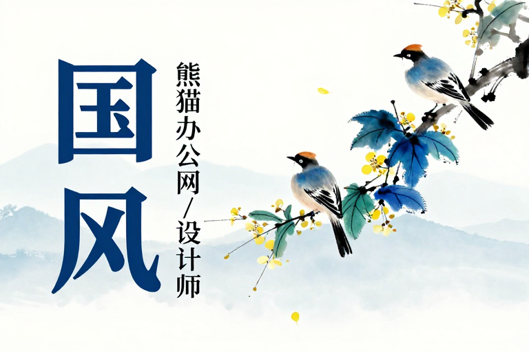 国风水墨意境：熊猫办公网设计师专属海报