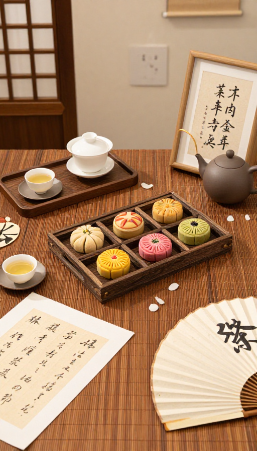 新中式餐桌雅韵：古风茶席与精致点心艺术