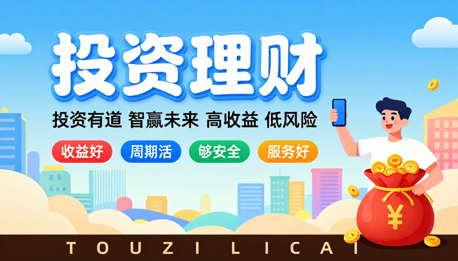 活力理财插画海报：智赢未来的投资指南