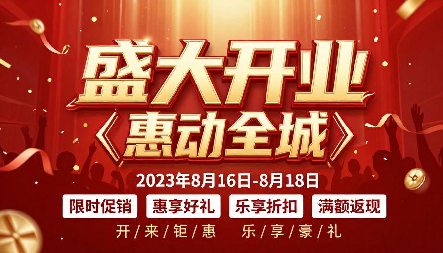 盛大开业 惠动全城 金色庆典促销海报