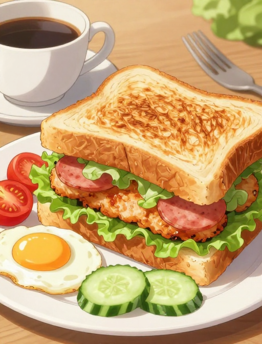 电影感动漫三明治海报,诱人美食全景展示