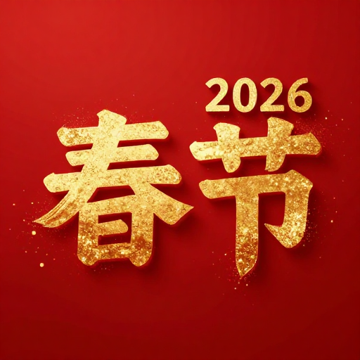 新年贺岁：金色粒子点缀的‘春节’艺术字设计