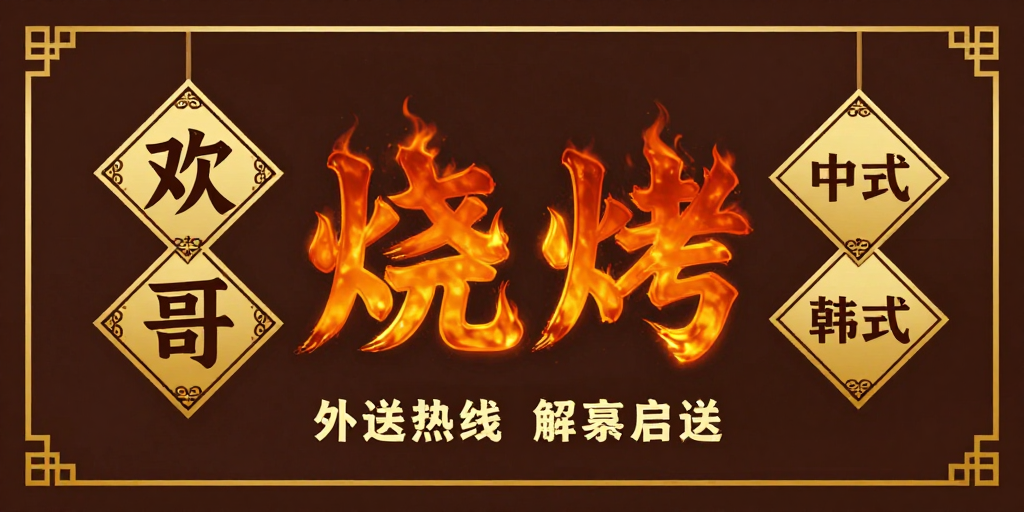 深棕金饰：中式现代风‘欢哥烧烤’艺术视觉