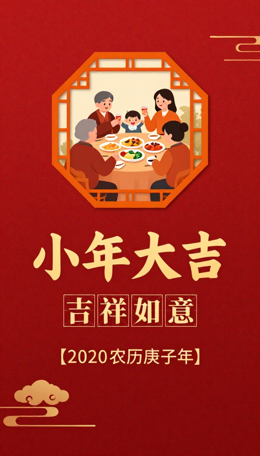 小年团圆·传统红色喜庆海报设计