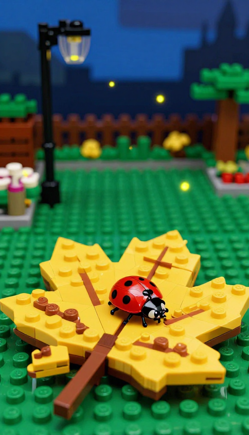 乐高枫树七星瓢虫的奇幻傍晚花园
