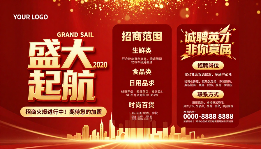盛大起航金色庆典招商海报设计