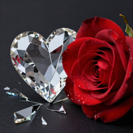 心碎与重生:水晶裂痕中的玫瑰希望