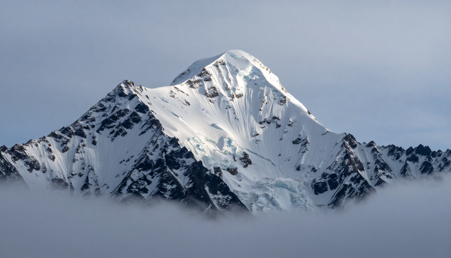 巍峨雪峰云海之巅:冰川探险的冷峻之美