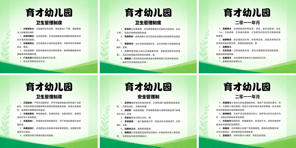 育才幼儿园四联管理制度海报：绿色专业设计