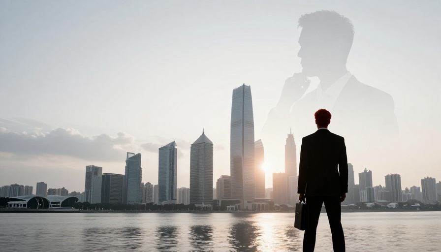 极简商务剪影：都市逆光与留白艺术