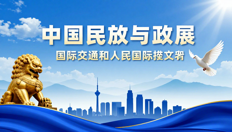 蓝金辉映:传统与现代交融的庄严都市庆典海报