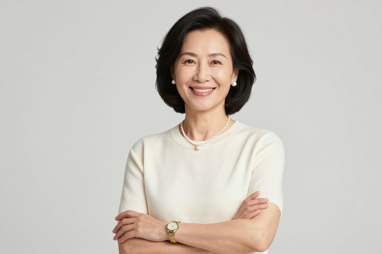 优雅亚洲女性：专业暖光肖像摄影