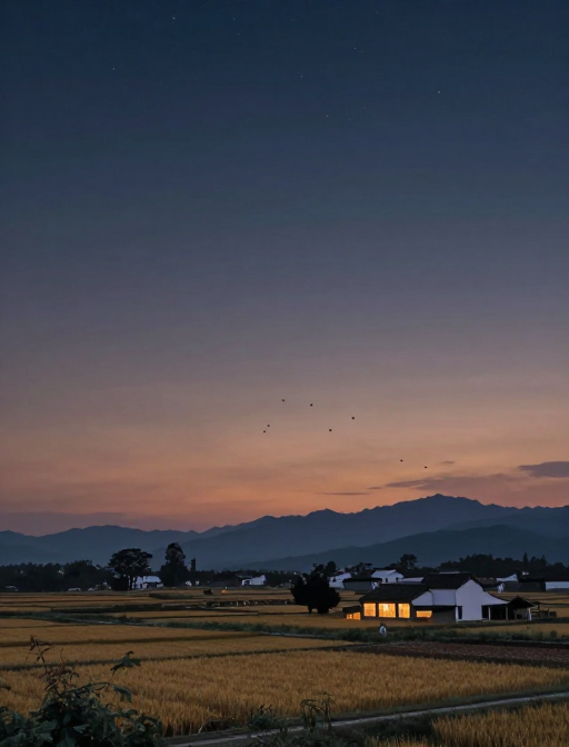 梦幻南方田园：夜晚空中飞行的温暖梦境