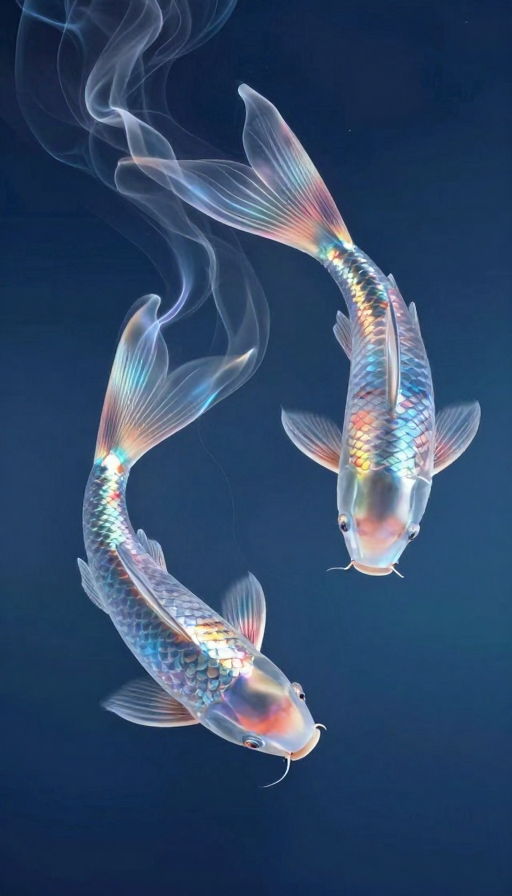 禅意锦鲤：彩色烟雾尾迹的超现实之美