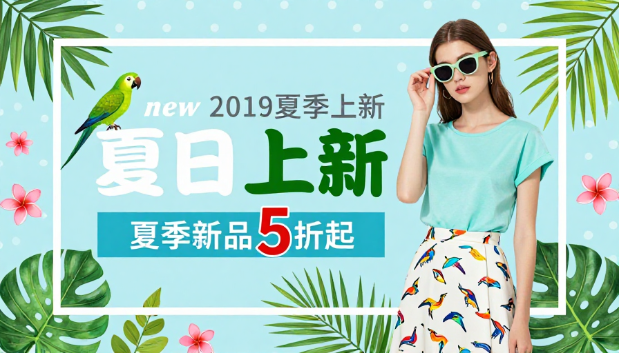 夏日清新新品促销:度假风电商海报