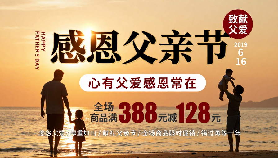 父亲节剪影海报:温暖夕阳下的感恩与促销