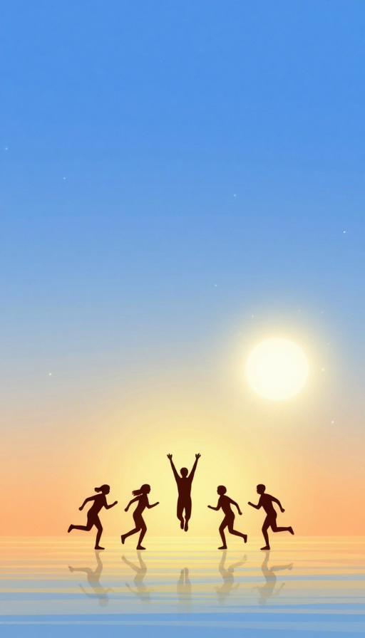 希望之光:极简梦幻人物剪影插画