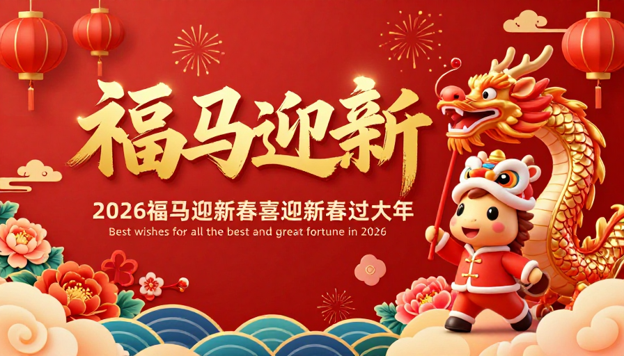 2026福马迎新 喜庆中国风3D新年海报