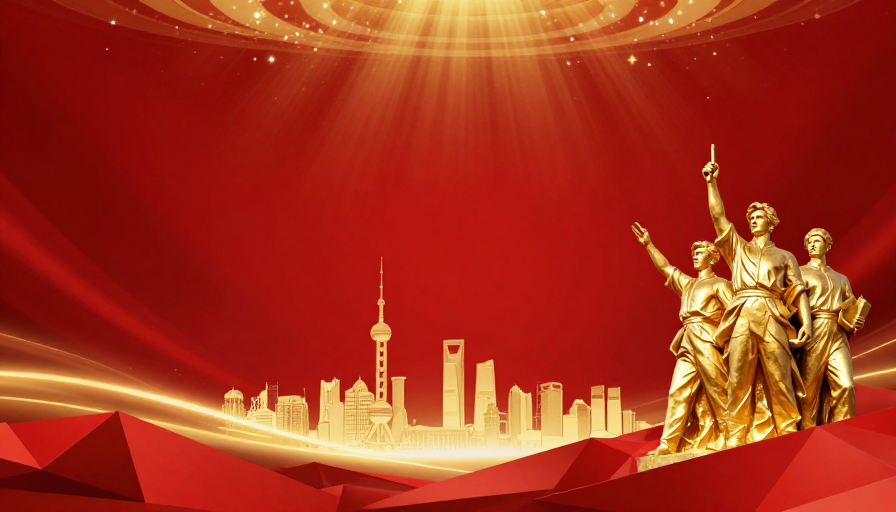 红色庆典光影：都市剪影与历史人文的庄严融合