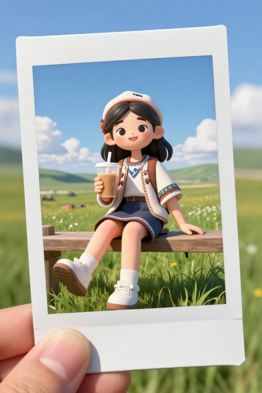 内蒙古旅行主题的超现实3D卡通角色