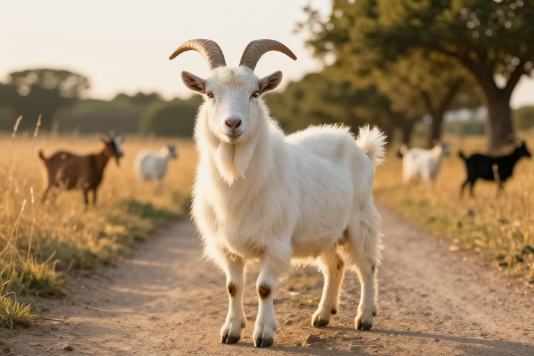 晨光下的白山羊：乡村田园高清摄影广告