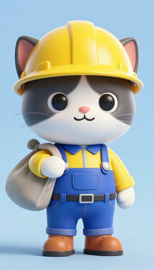 工地萌猫：3D皮克斯风拟人猫咪