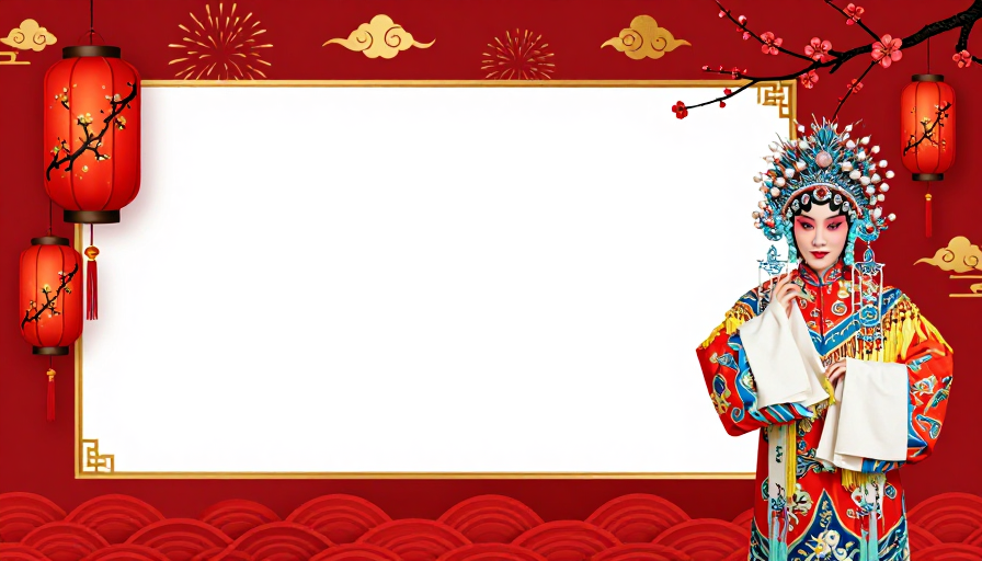 喜庆红金中国风节日插画背景