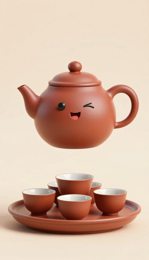 萌趣紫砂壶眨眼跳杯舞