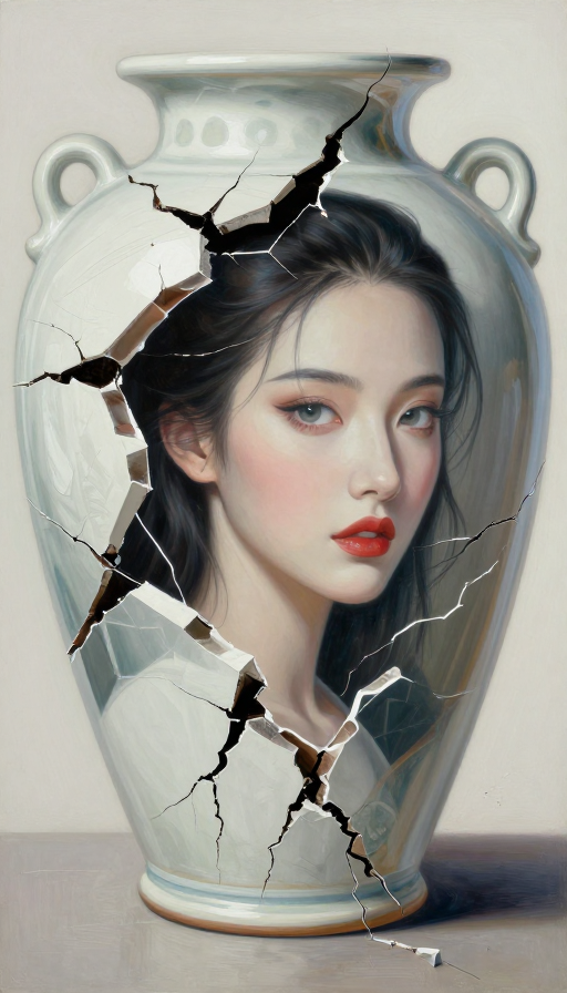 冷酷女星肖像：破碎艺术的超现实杰作