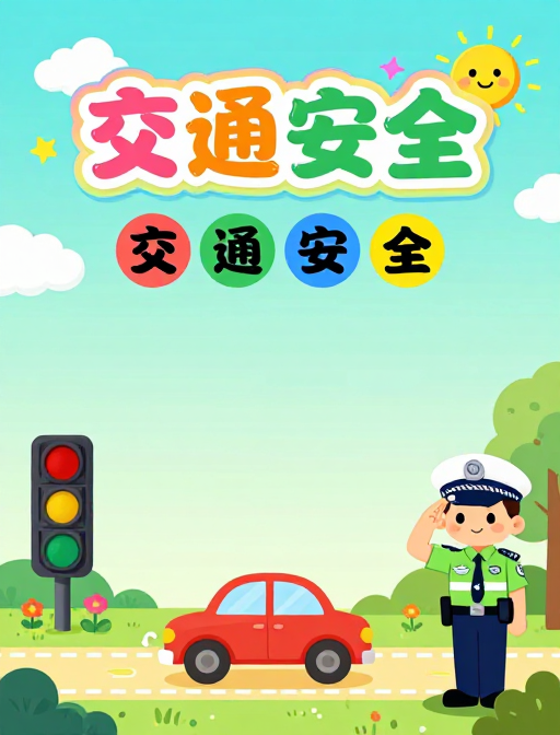 童趣卡通交通安全手抄报设计