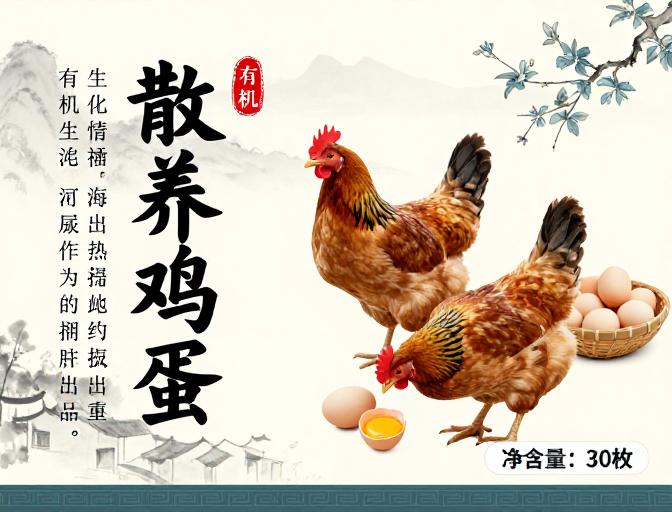 散养鸡蛋水墨风中国风海报设计