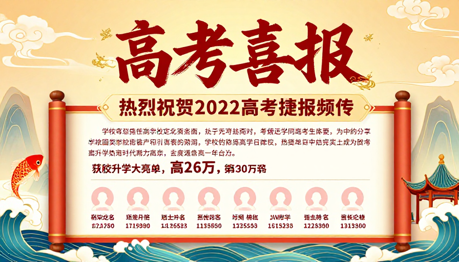 中国风金榜题名喜报·暖金朱红传统设计