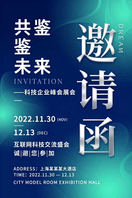 科技峰会未来感邀请函设计