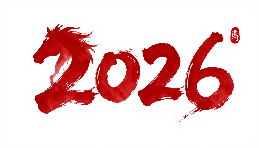 2026新年水墨红骏奔腾设计