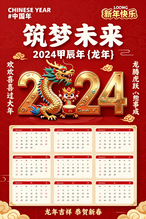 金鳞神龙耀中华 2024龙年贺岁海报