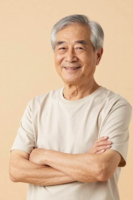 慈爱长者笑容:健康养老温情摄影