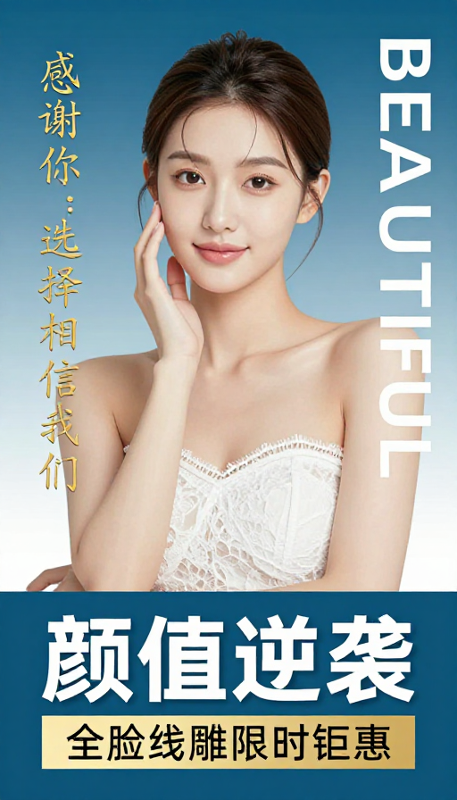 颜值逆袭全脸线雕限时优惠：专业医美高端人像展示