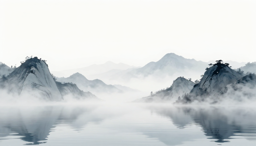 极简水墨山水:冷调雾境东方意境