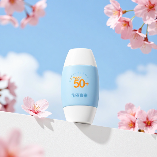 花田喜事蓝色防晒:樱花点缀的夏日清新感