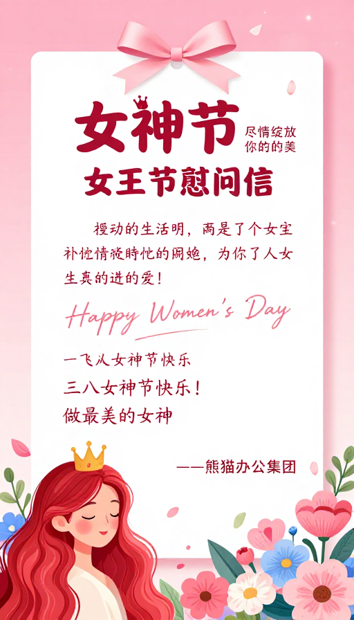 粉色梦幻女神节主题贺卡设计